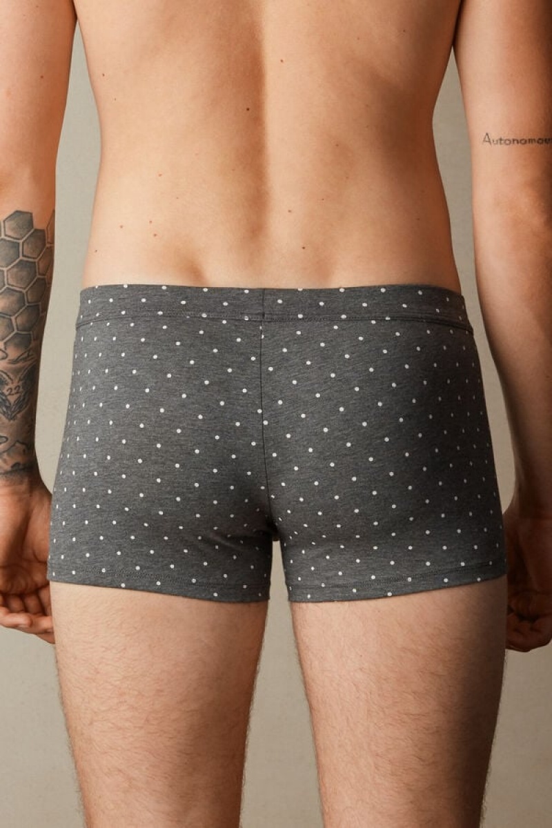 Intimissimi Dotted in Stretch Supima® Bomulds Boxer Herre Dyb Grå | DK3397CE