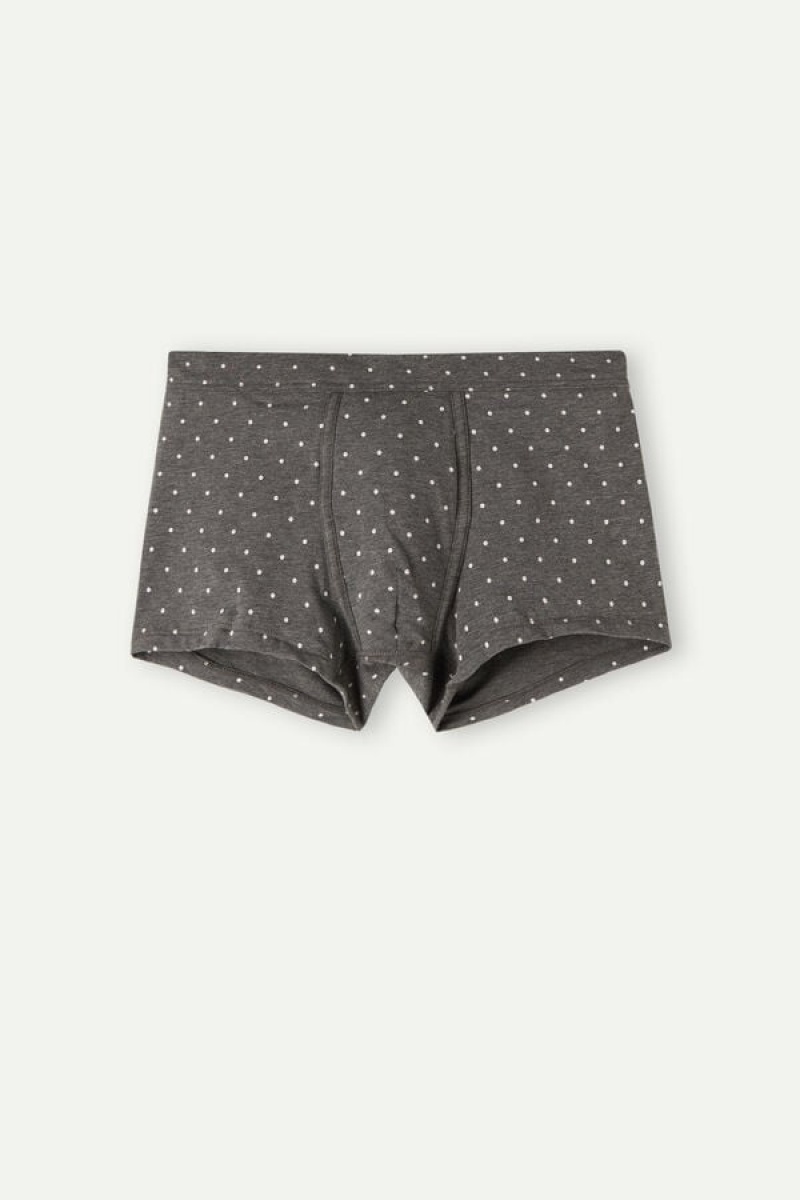 Intimissimi Dotted in Stretch Supima® Bomulds Boxer Herre Dyb Grå | DK3397CE