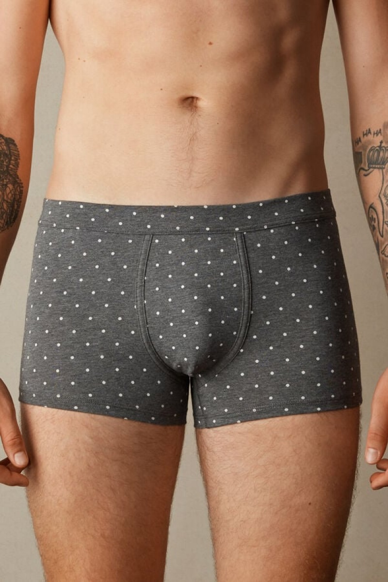 Intimissimi Dotted in Stretch Supima® Bomulds Boxer Herre Dyb Grå | DK3397CE