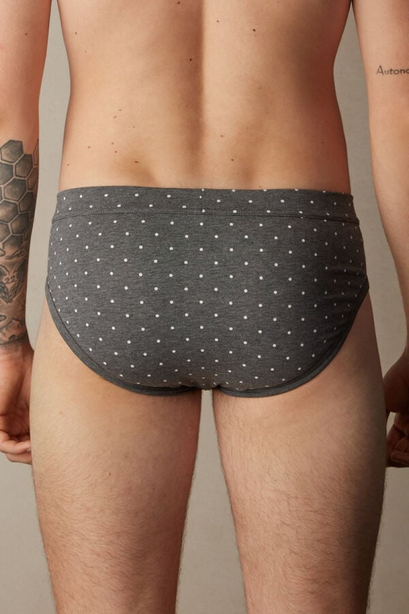 Intimissimi Dotted in Stretch Supima® Bomulds Trusser Herre Dyb Grå | DK3339PQ