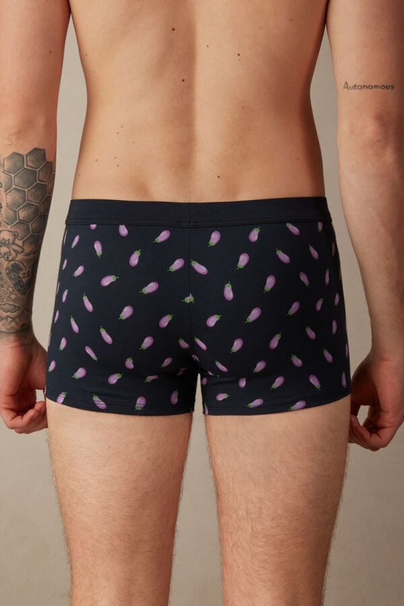 Intimissimi Eggplant in Stretch Supima® Bomulds Boxer Herre Blå | DK3418WY