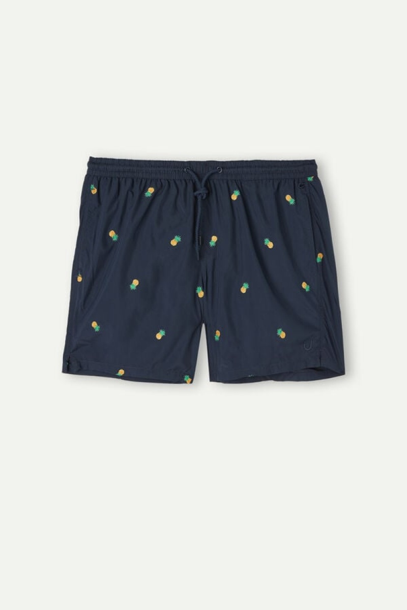 Intimissimi Embroidered Pineapple Badeshorts Herre Blå | DK3325VD