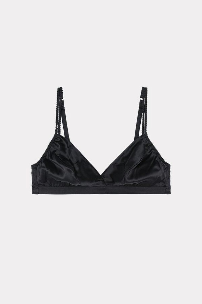 Intimissimi Emma Silk Triangle BH Dame Sort | DK4607OR