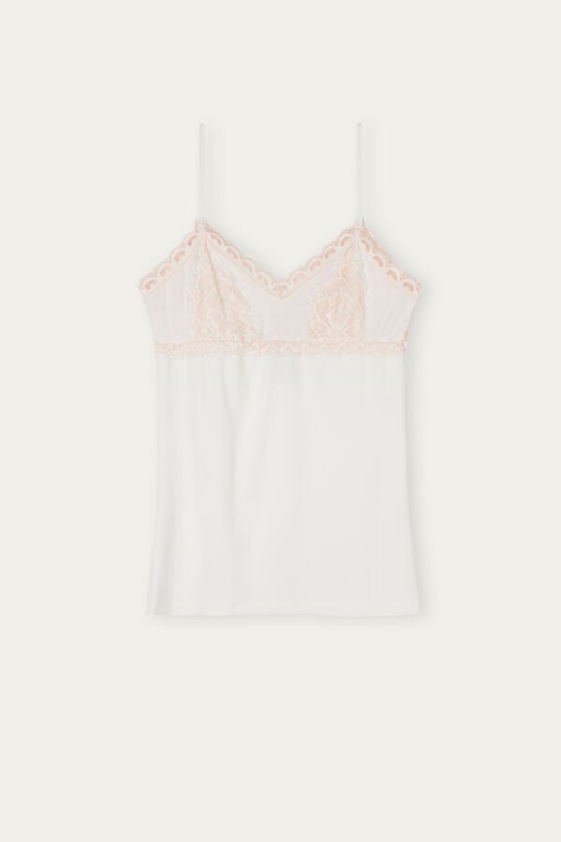 Intimissimi Floral Groove Modal Tank Top Dame Lyselyserød Hvide | DK4337KI