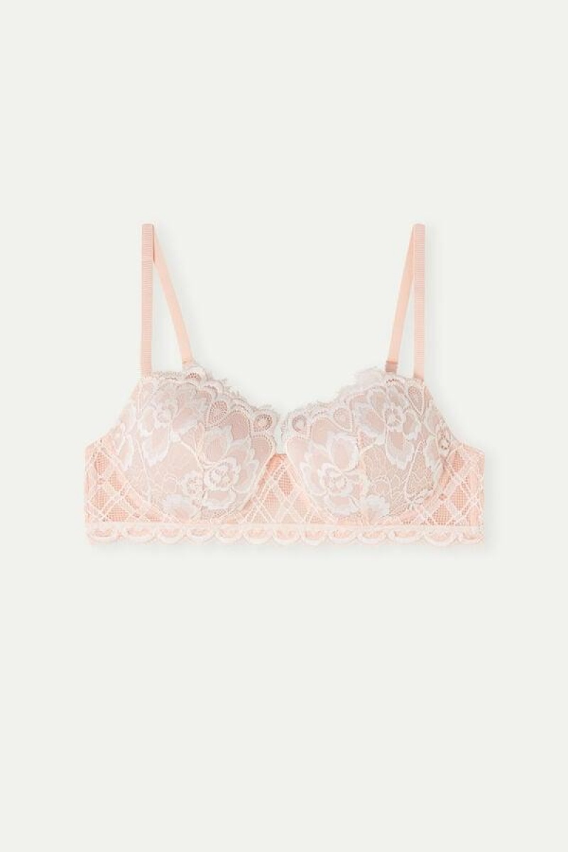 Intimissimi Floral Groove Sofia Balconette BH Dame Lyselyserød Hvide | DK4481RW