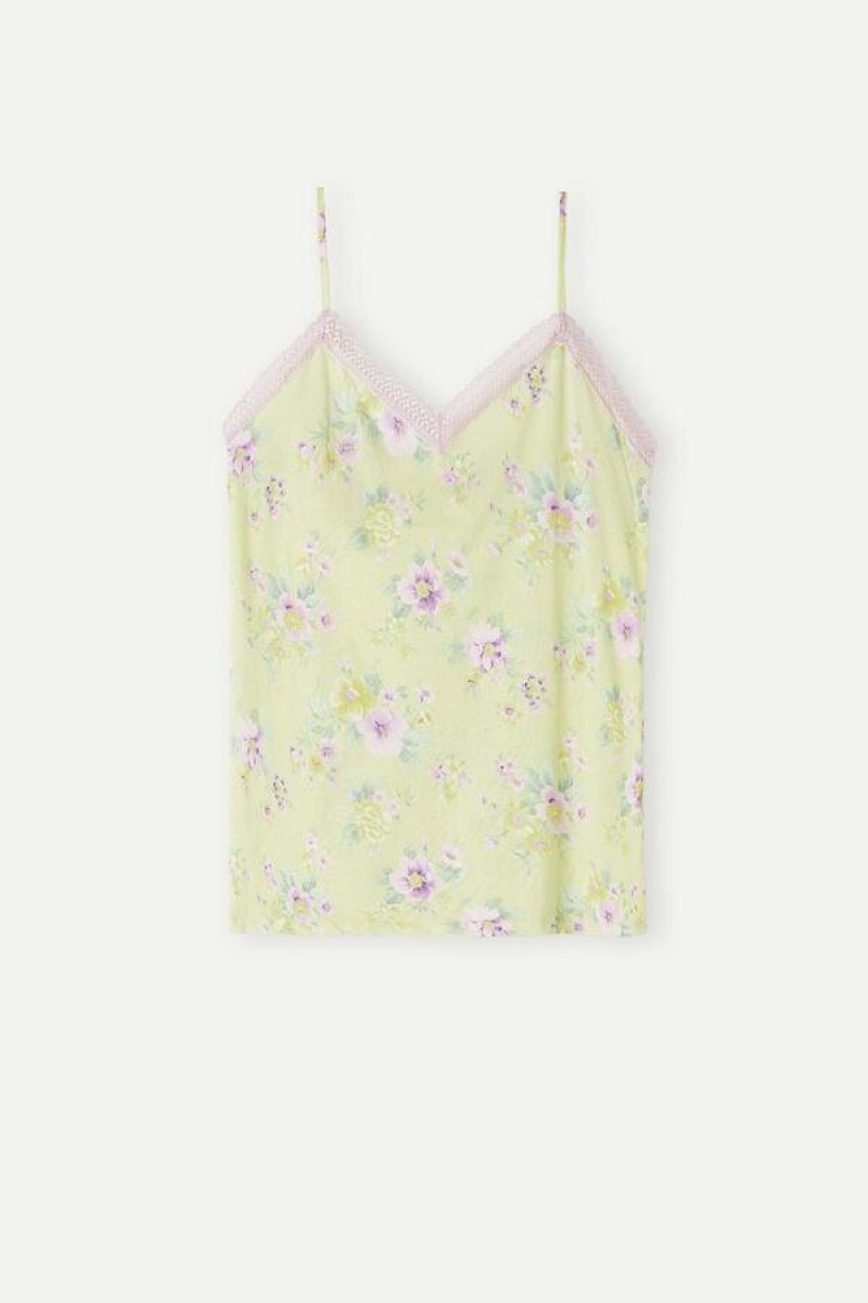 Intimissimi Flower Power Top in Supima® Ultrafresh Bomulds Pyjamas Dame Gul | DK3934YU