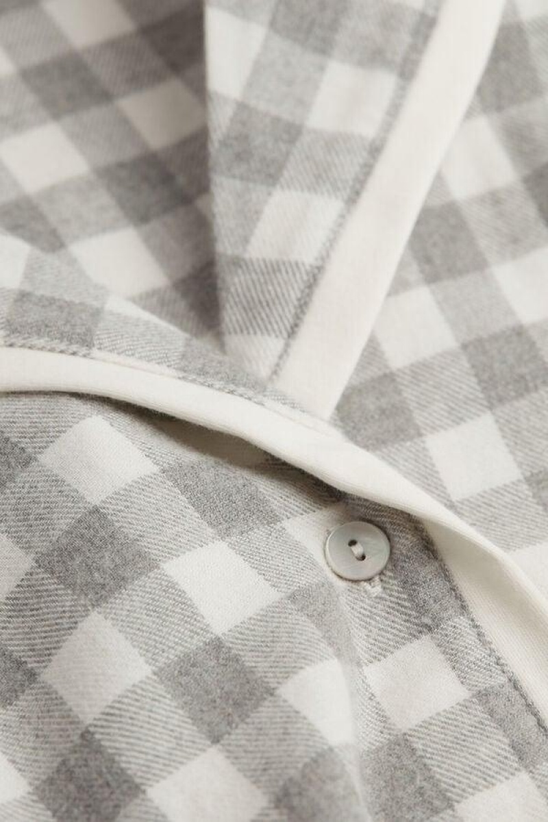 Intimissimi Gingham Lover Shirt in Brushed Cloth Pyjamas Dame Grå | DK3881UT