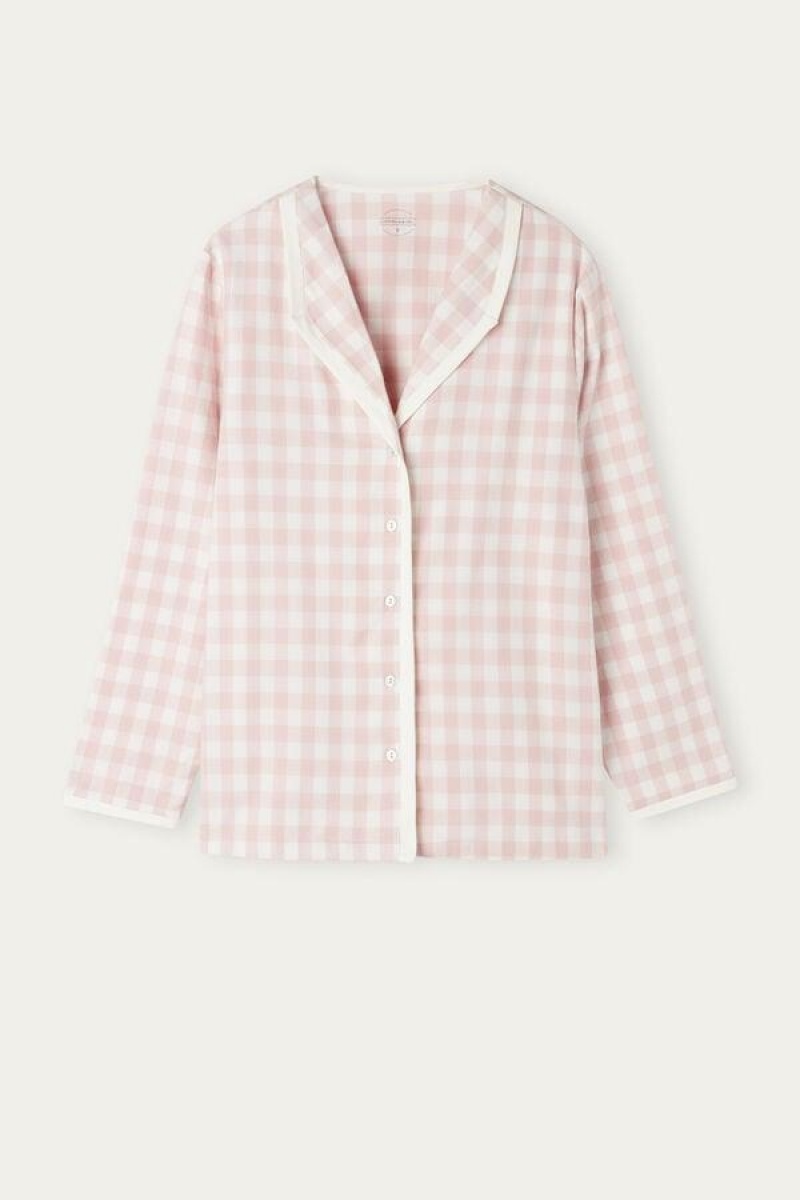 Intimissimi Gingham Lover Shirt in Brushed Cloth Pyjamas Dame Lyserød | DK3878PQ