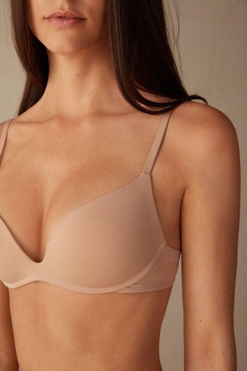 Intimissimi Gioia B Cup Microfiber Super Push-Up BH Dame Beige | DK4700LH