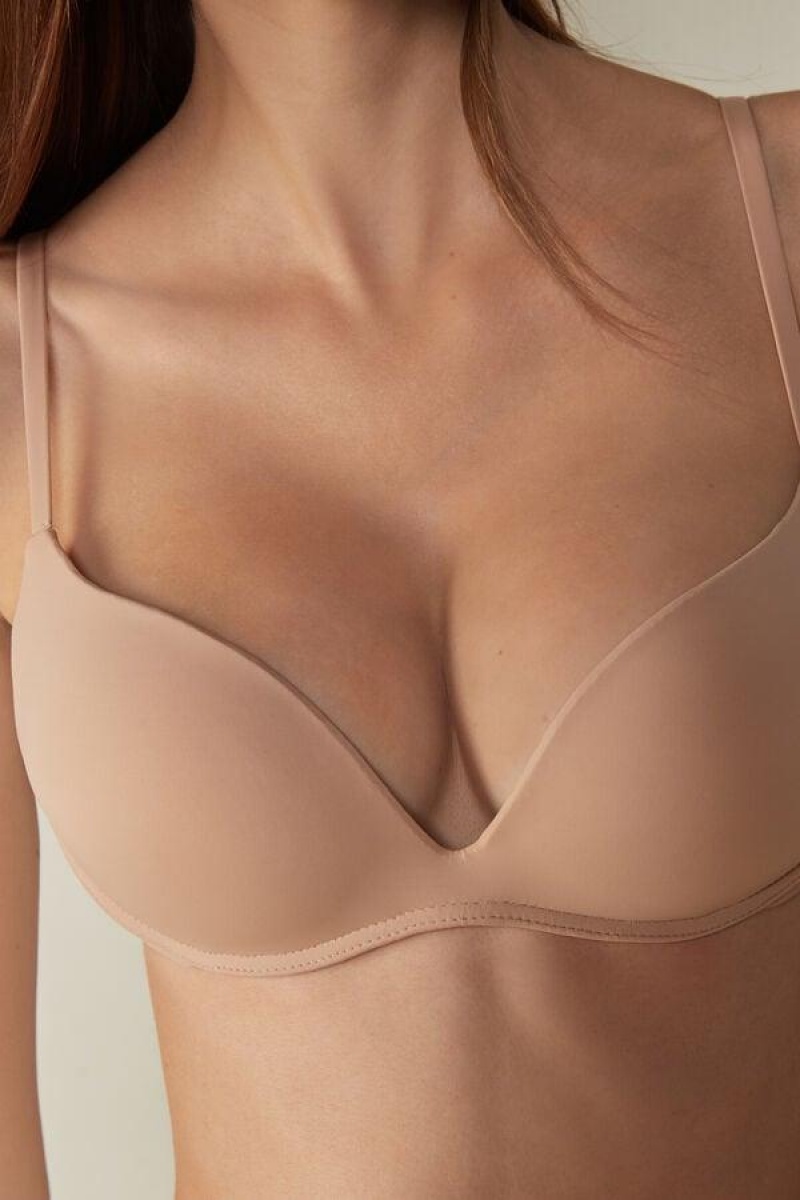 Intimissimi Gioia B Cup Microfiber Super Push-Up BH Dame Beige | DK4700LH