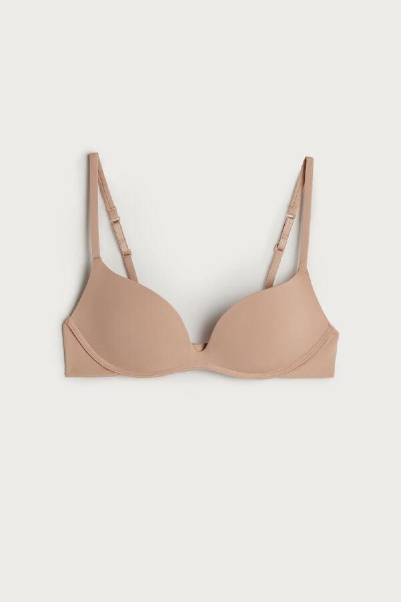 Intimissimi Gioia B Cup Microfiber Super Push-Up BH Dame Beige | DK4700LH