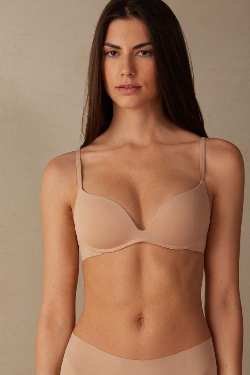 Intimissimi Gioia B Cup Microfiber Super Push-Up BH Dame Beige | DK4700LH