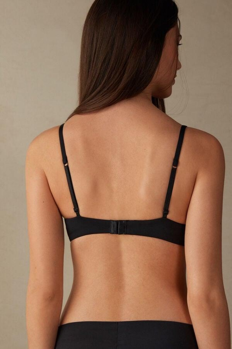 Intimissimi Gioia B Cup Microfiber Super Push-Up BH Dame Sort | DK4699ZG