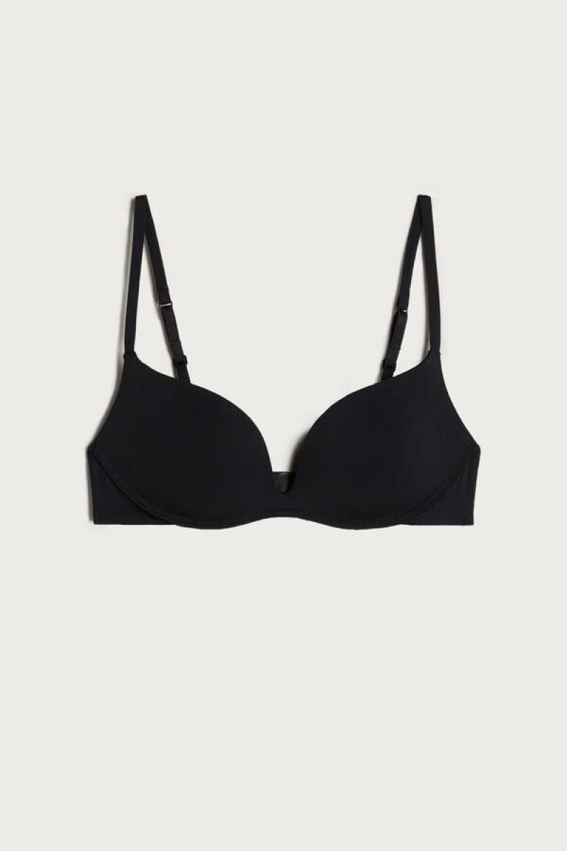 Intimissimi Gioia C-D Cup Microfiber Super Push-Up BH Dame Sort | DK4703HK