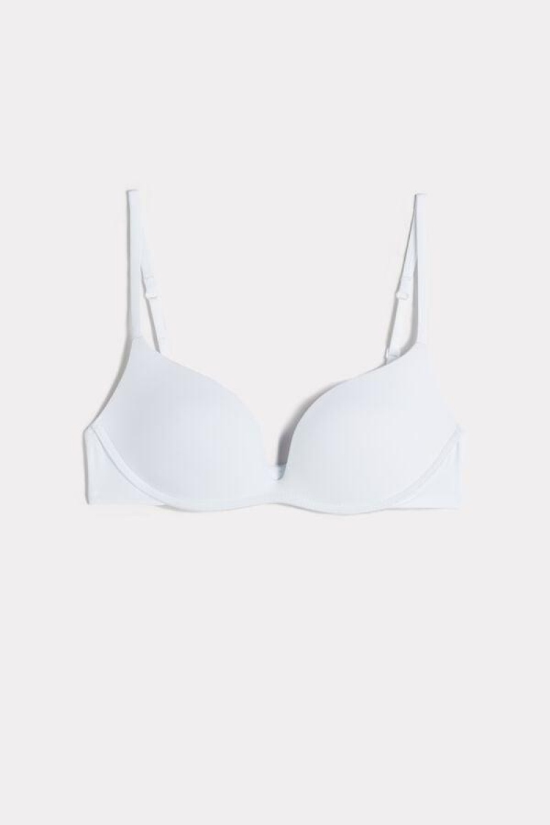 Intimissimi Gioia C-D Cup Microfiber Super Push-Up BH Dame Hvide | DK4702JJ