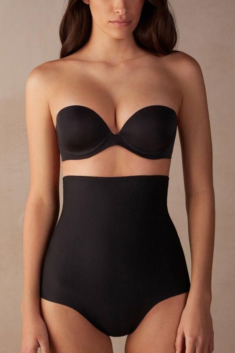 Intimissimi High Talje Shaping Hipster in Seamless Microfiber Trusser Dame Sort | DK3749IS