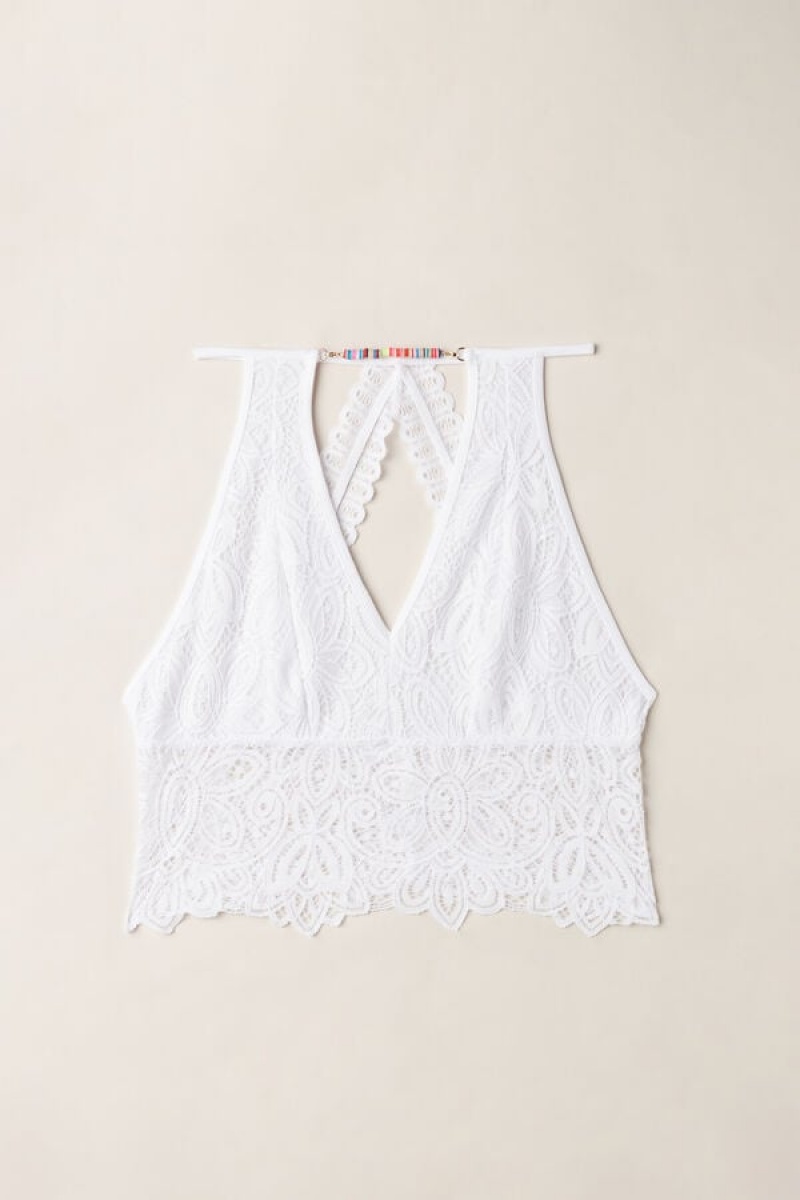 Intimissimi Hot Summer Days Crop in Blonder Tank Top Dame Hvide | DK4291DN