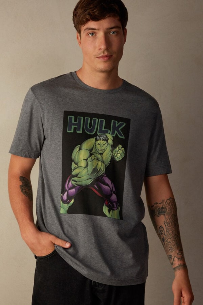 Intimissimi Hulk Print T Shirts Herre Dyb Grå | DK3060TV