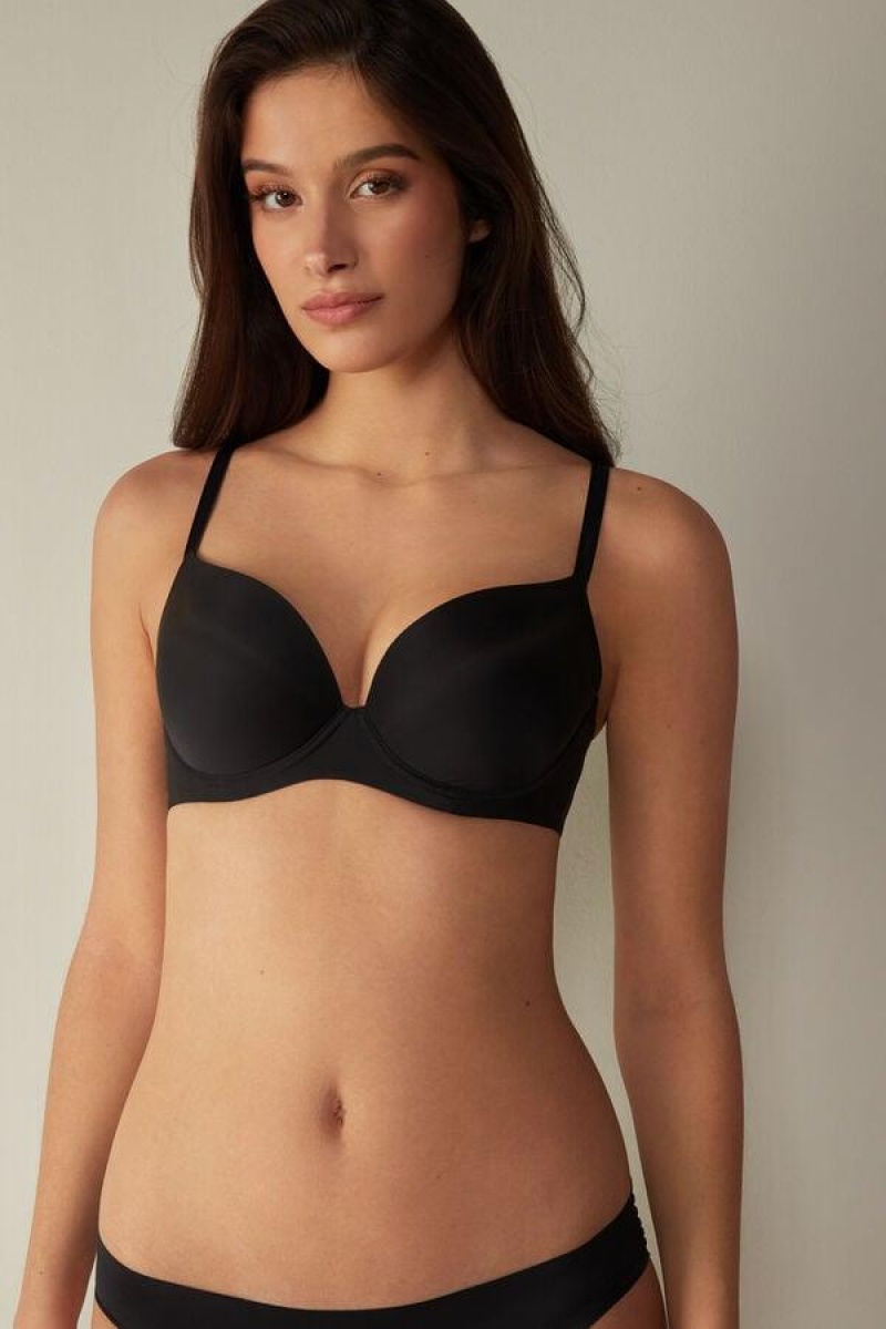 Intimissimi Irina Microfiber Balconette BH Dame Sort | DK4937PQ