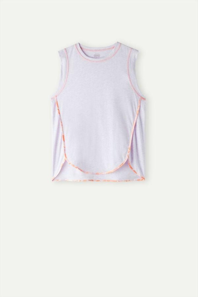 Intimissimi Iris and Apricot Ultrafresh Supima® Bomulds Tank Top Pyjamas Dame Lilla | DK3973KI