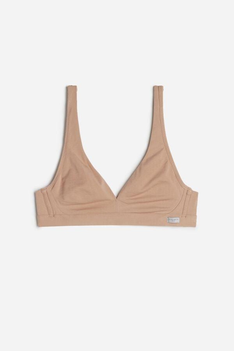 Intimissimi Lara Bomulds Triangle BH Dame Beige | DK4789IS