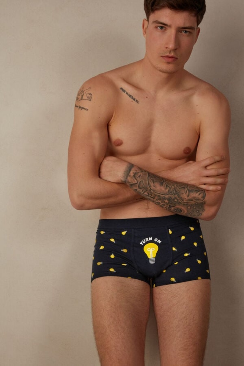 Intimissimi Light Bulb in Stretch Supima® Bomulds Boxer Herre Blå Lyse | DK3434AP