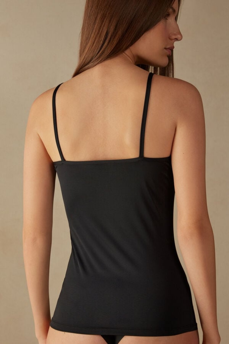 Intimissimi Light Microfiber Cami Tank Top Dame Sort | DK4389KI