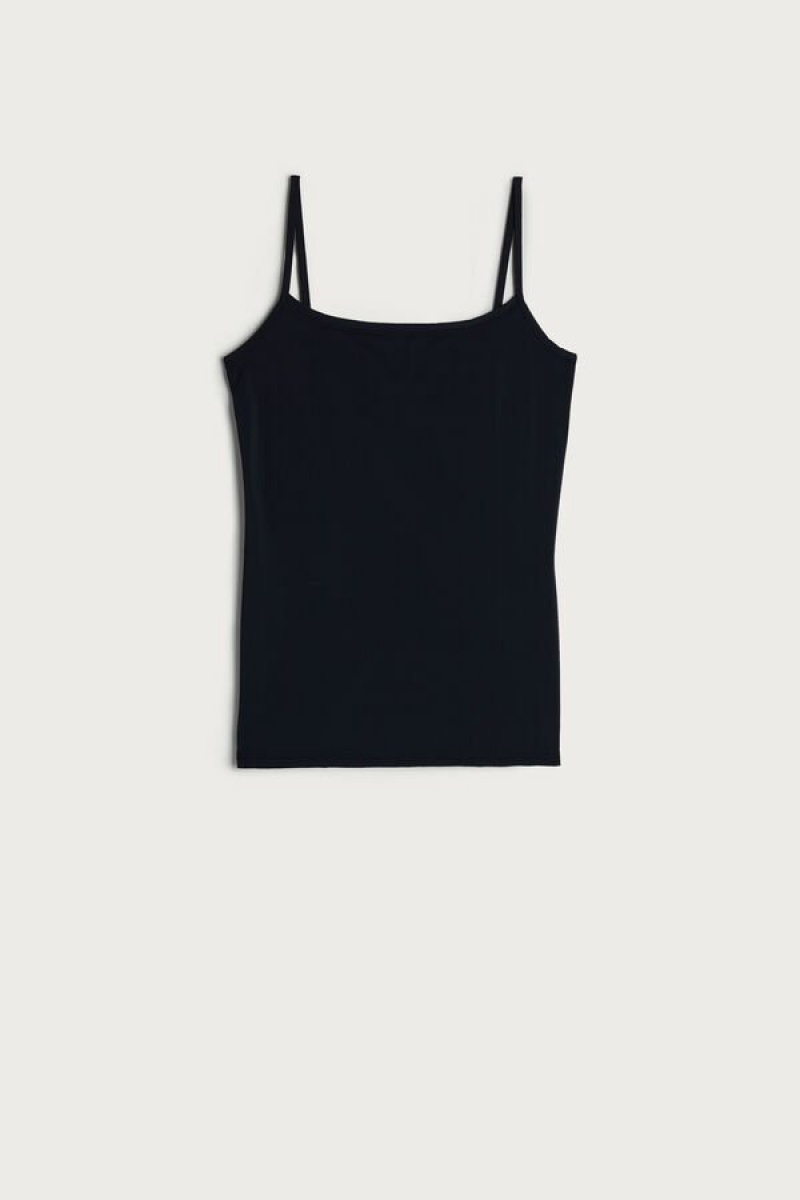 Intimissimi Light Microfiber Cami Tank Top Dame Sort | DK4389KI