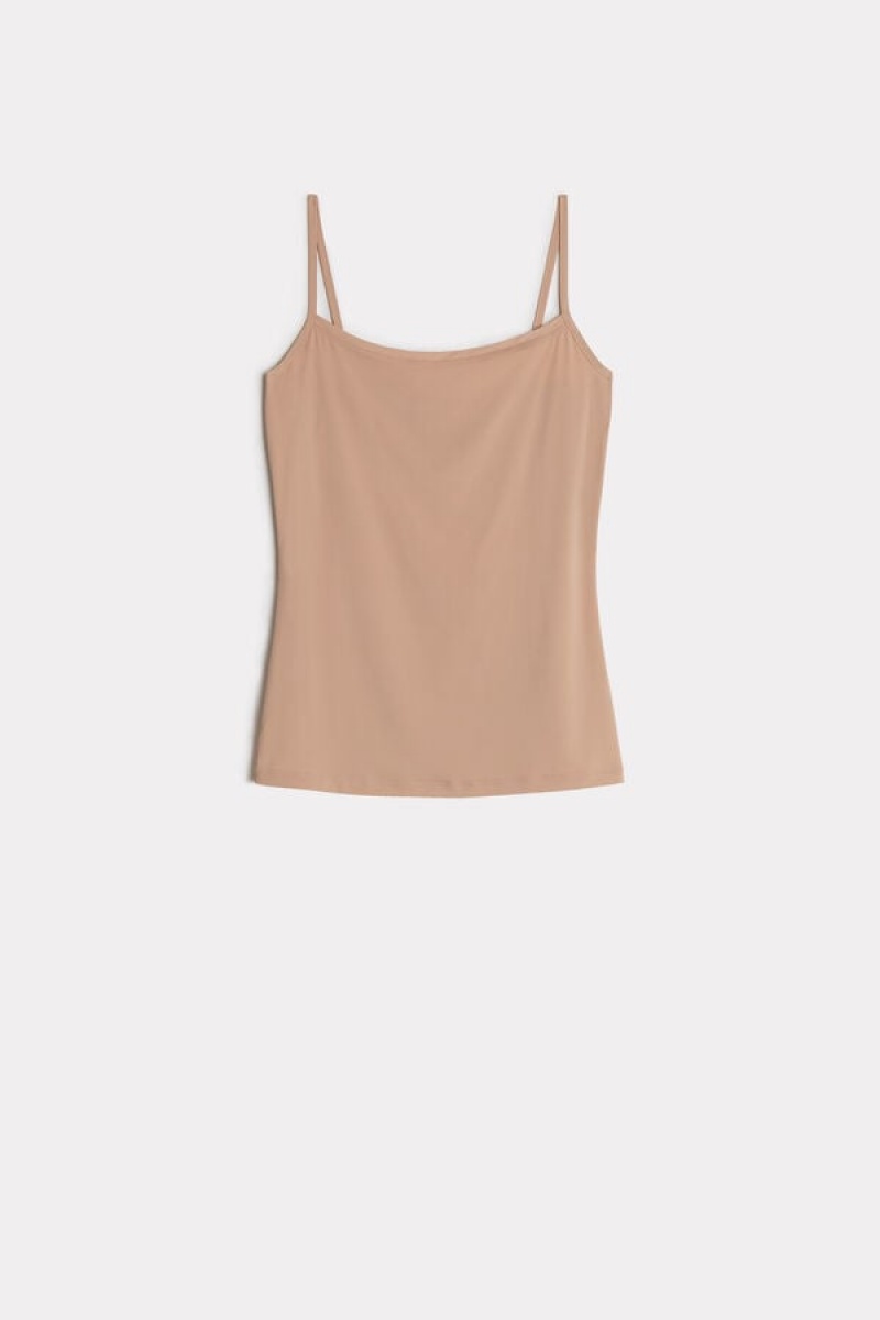 Intimissimi Light Microfiber Cami Tank Top Dame Beige | DK4387ZG