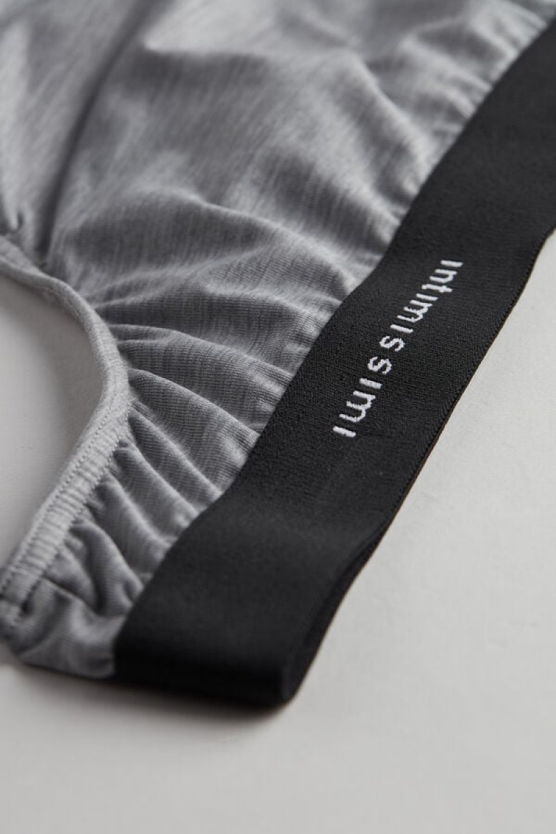 Intimissimi Logo Detailed Microfiber Thong Trusser Herre Lysegrå | DK3379FM