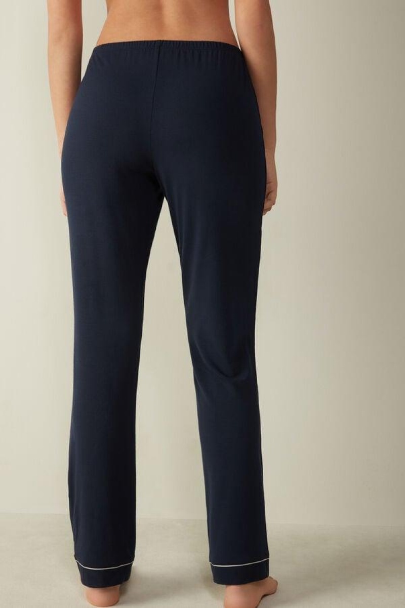 Intimissimi Long Micromodal Trousers Pyjamas Dame Blå | DK4043QZ