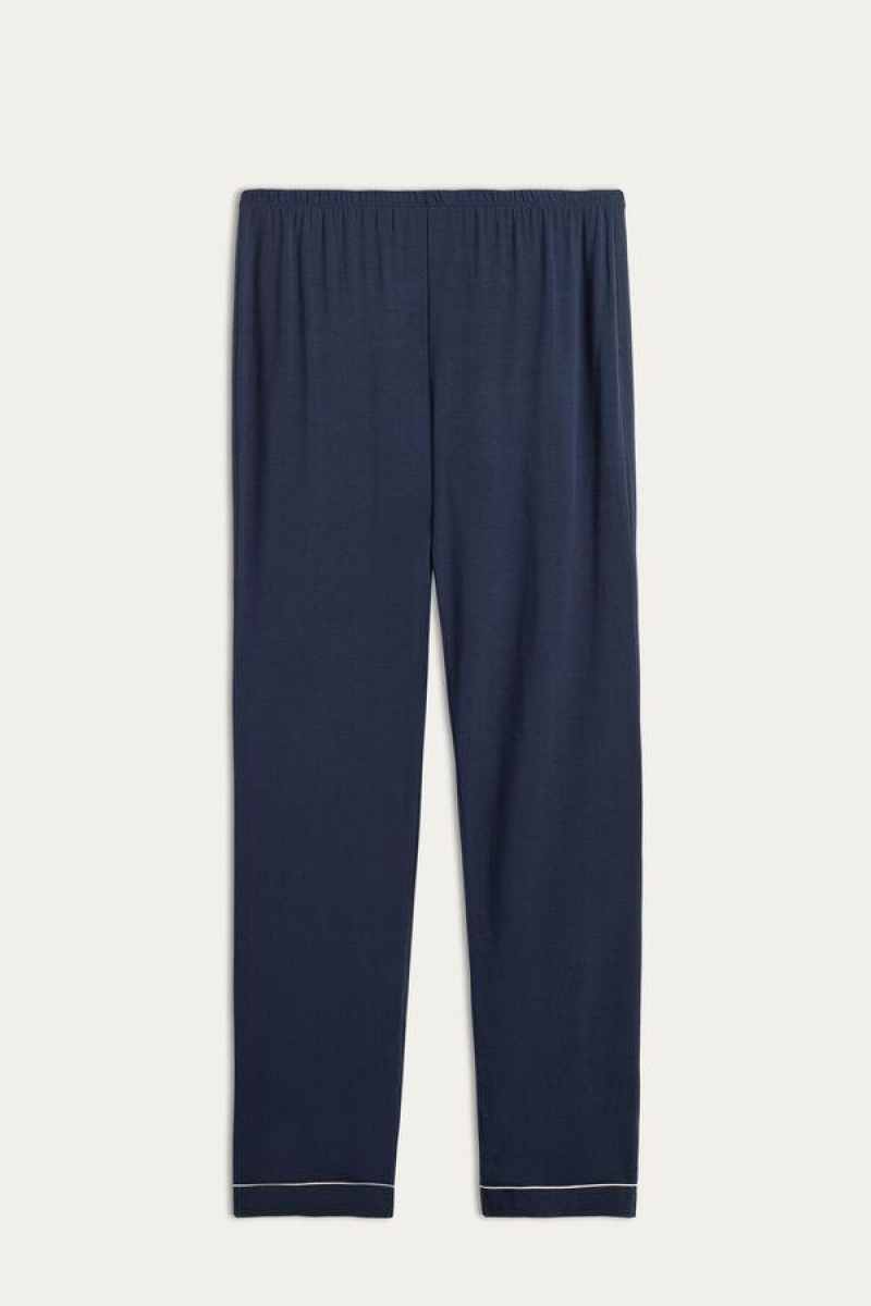 Intimissimi Long Micromodal Trousers Pyjamas Dame Blå | DK4043QZ