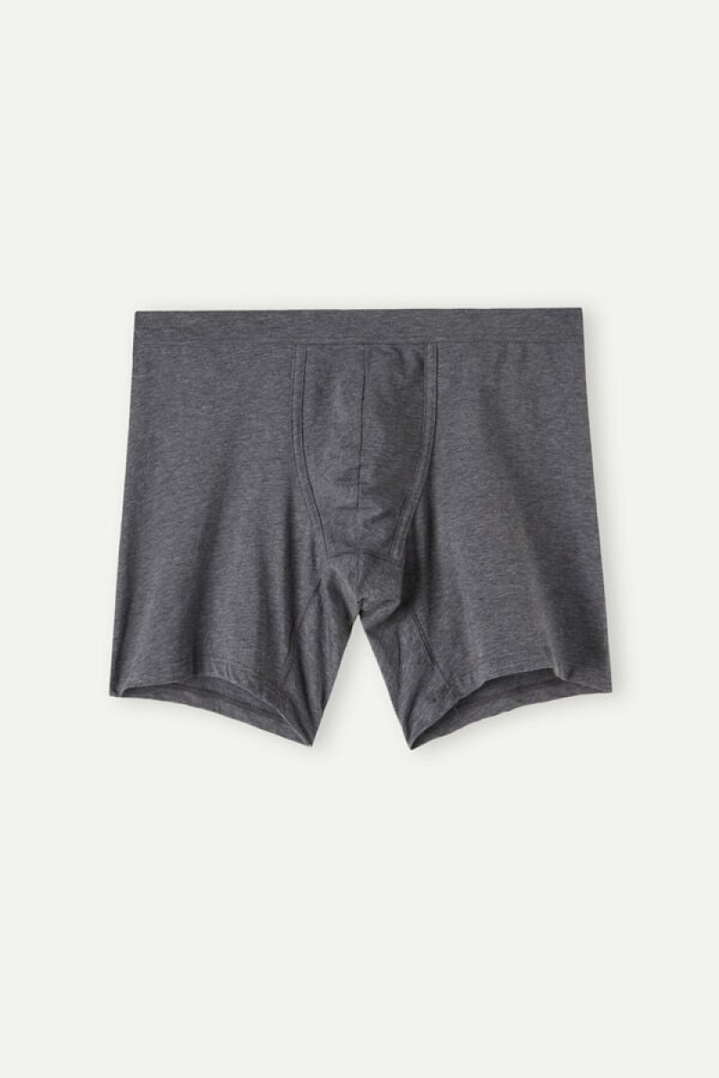 Intimissimi Long in Stretch Supima® Bomulds Boxer Herre Dyb Grå | DK3427AP