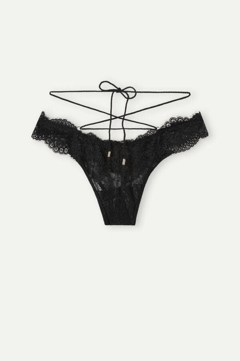 Intimissimi Loosen Heartstrings ‘80s Stil Brazilian Trusser Dame Sort | DK3548QZ