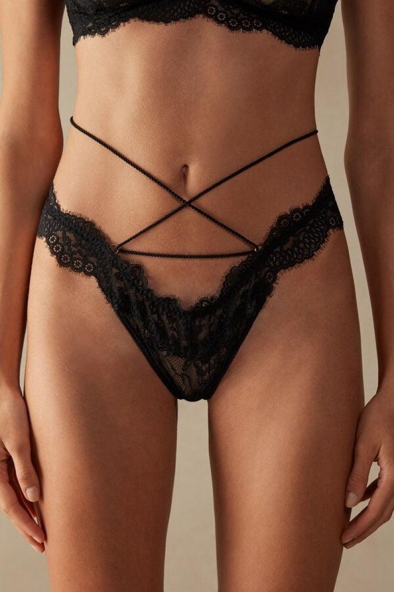 Intimissimi Loosen Heartstrings ‘80s Stil Brazilian Trusser Dame Sort | DK3548QZ