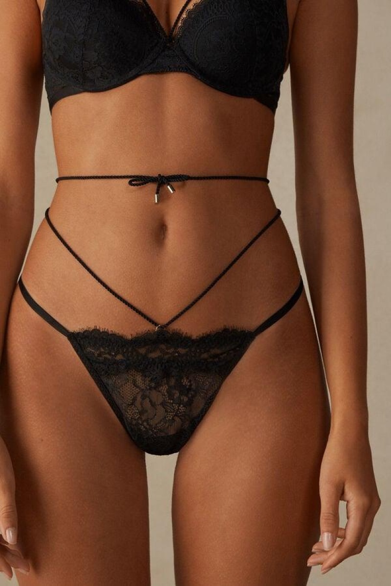 Intimissimi Loosen Heartstrings String Thong Trusser Dame Sort | DK3784MA