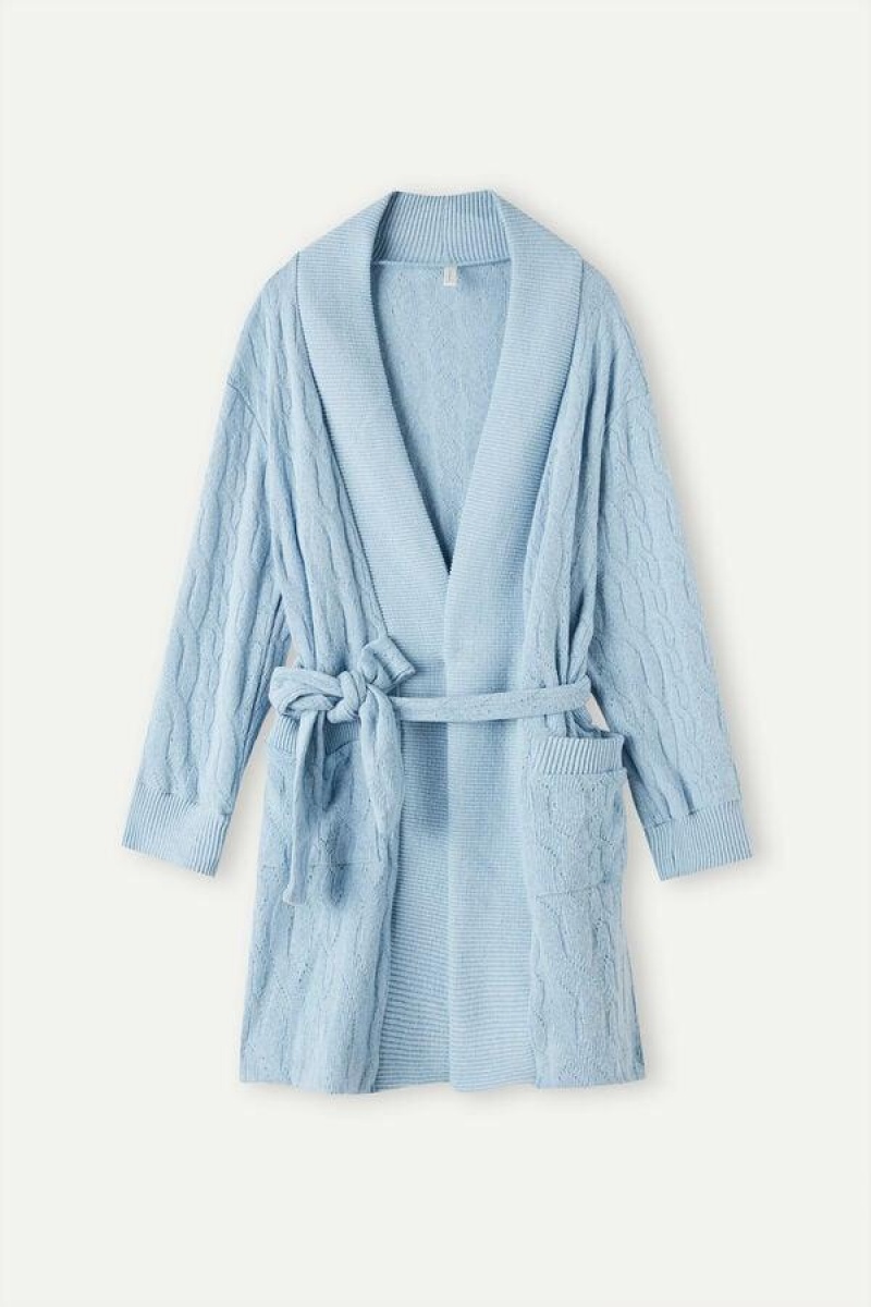 Intimissimi Lost in Fields Braided Robe Pyjamas Dame Lyseblå | DK3860QZ