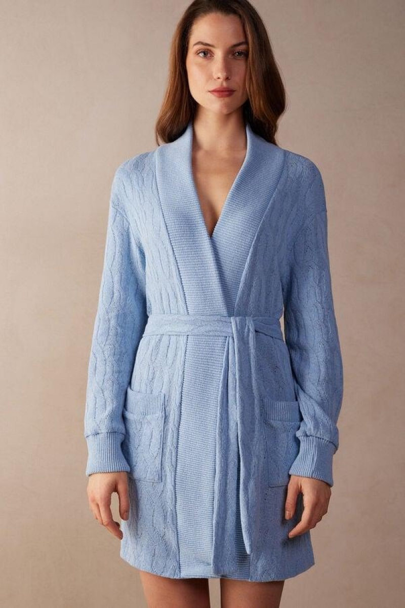 Intimissimi Lost in Fields Braided Robe Pyjamas Dame Lyseblå | DK3860QZ