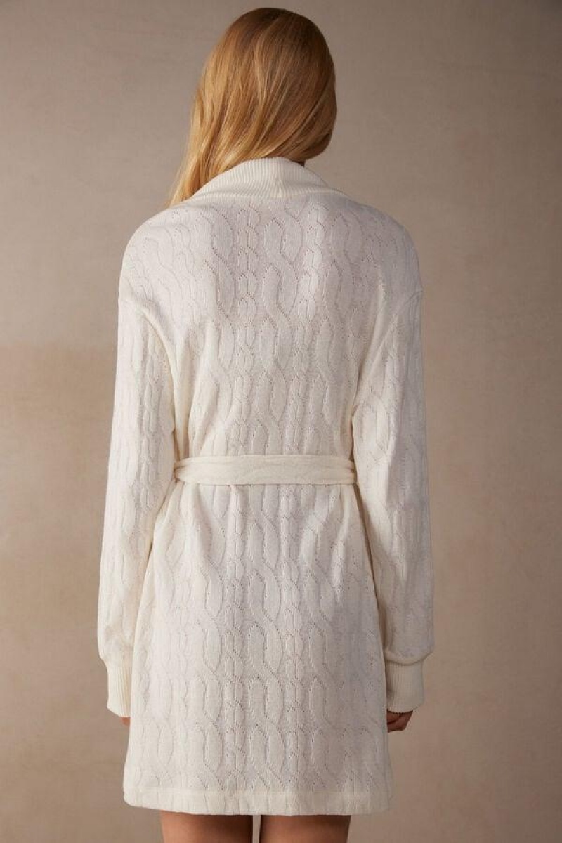 Intimissimi Lost in Fields Braided Robe Pyjamas Dame Hvide | DK3859WY