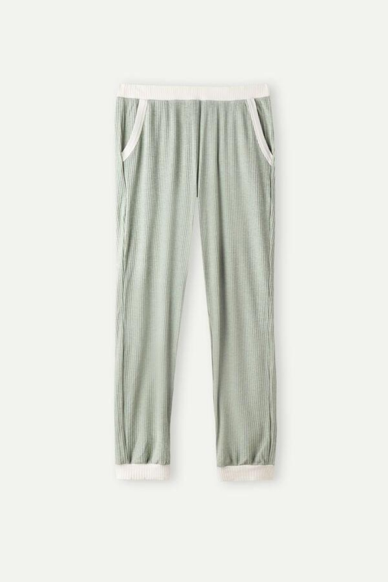 Intimissimi Lost in Fields Full Length Pants in Modal Pyjamas Dame Grøn | DK4018NB