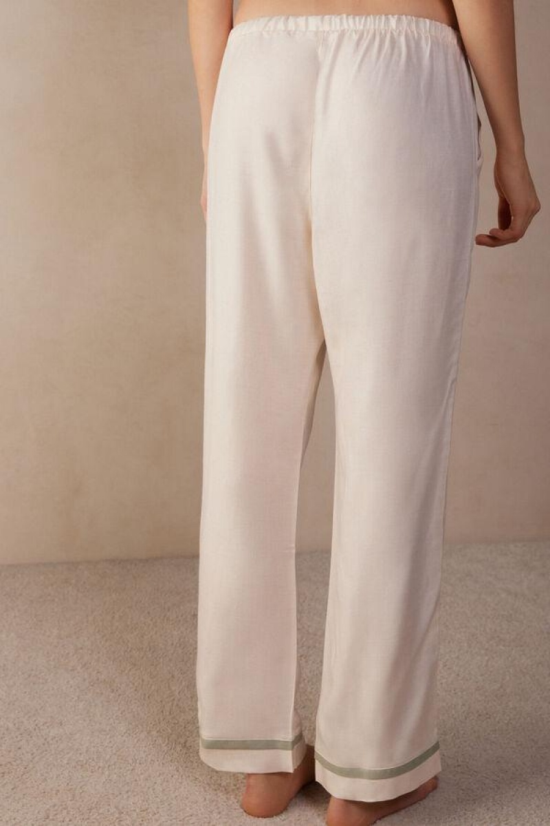 Intimissimi Lost in Fields Full Length Pants in Plain-weave Modal Pyjamas Dame Lysegul Hvide | DK4017MA