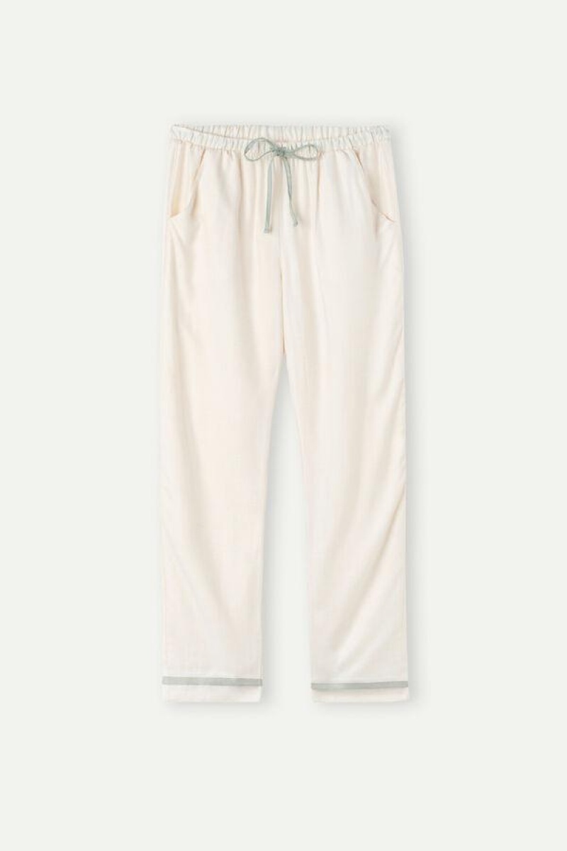 Intimissimi Lost in Fields Full Length Pants in Plain-weave Modal Pyjamas Dame Lysegul Hvide | DK4017MA