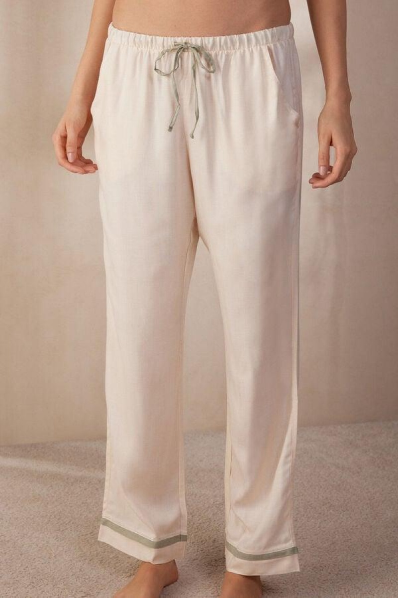 Intimissimi Lost in Fields Full Length Pants in Plain-weave Modal Pyjamas Dame Lysegul Hvide | DK4017MA