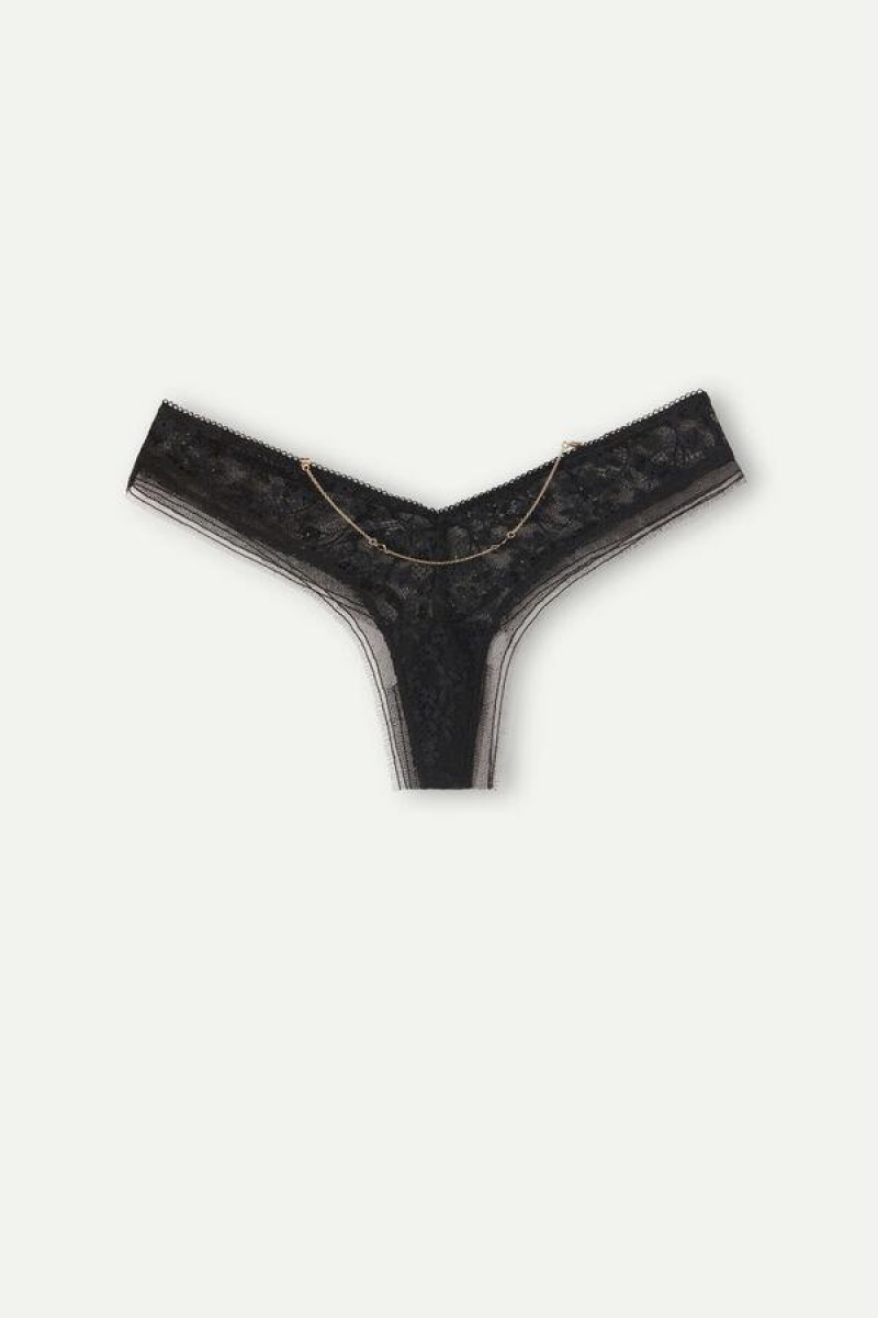 Intimissimi Luxury Treats ‘80s Stil Brazilian Trusser Dame Sort | DK3554XF