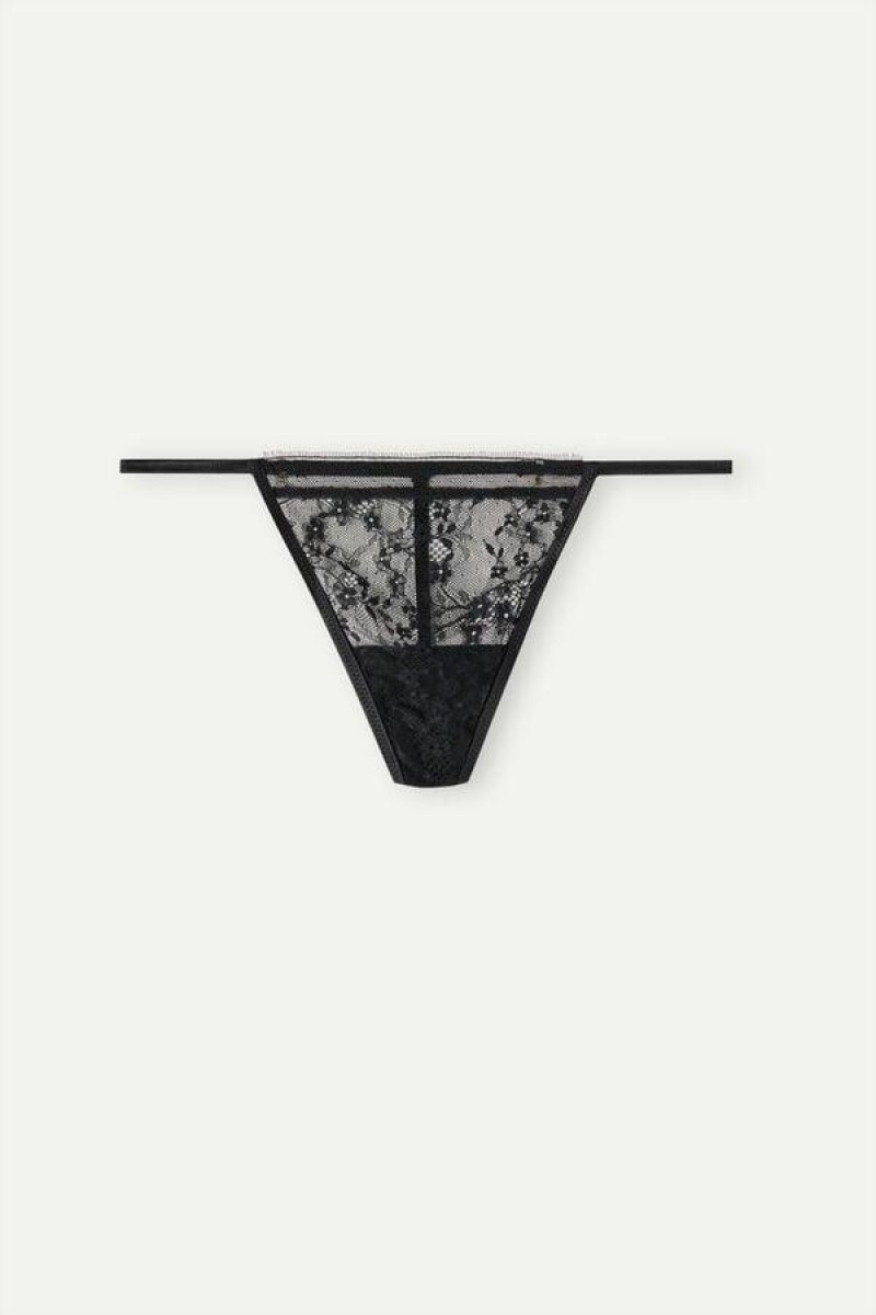 Intimissimi Luxury Treats String Thong Trusser Dame Sort | DK3789DN