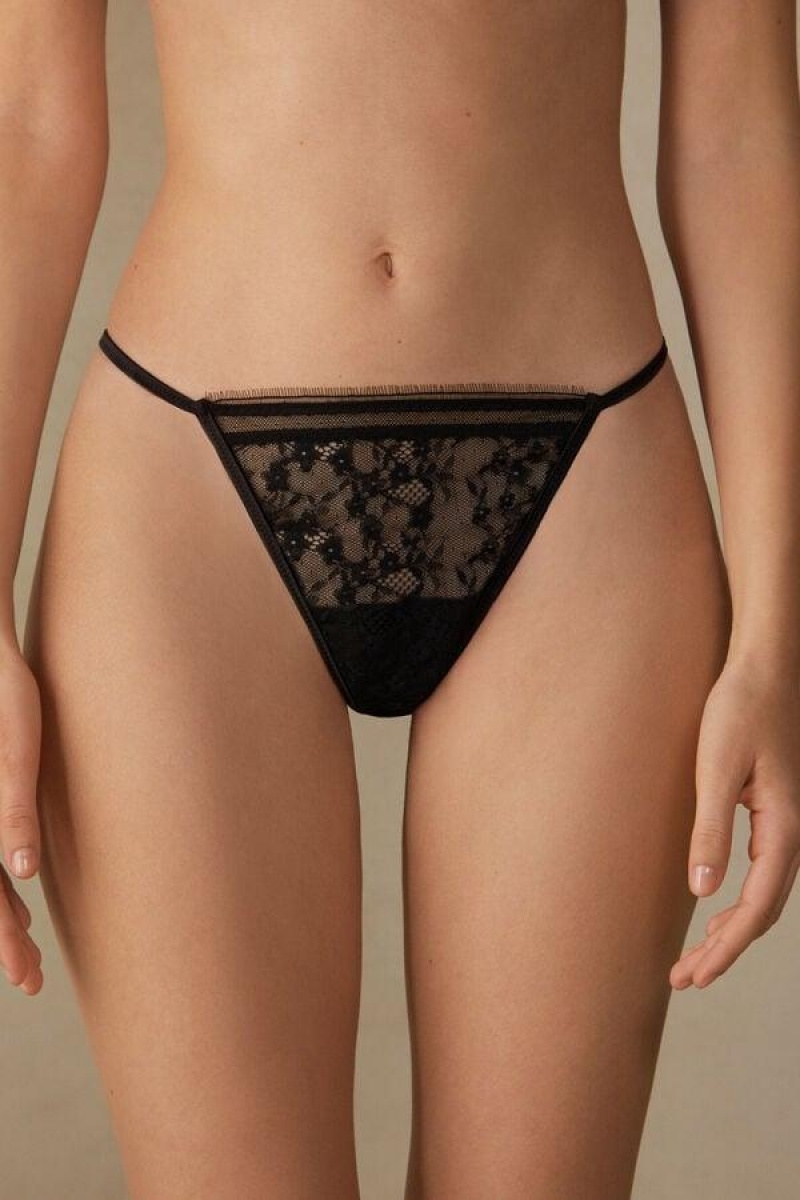 Intimissimi Luxury Treats String Thong Trusser Dame Sort | DK3789DN