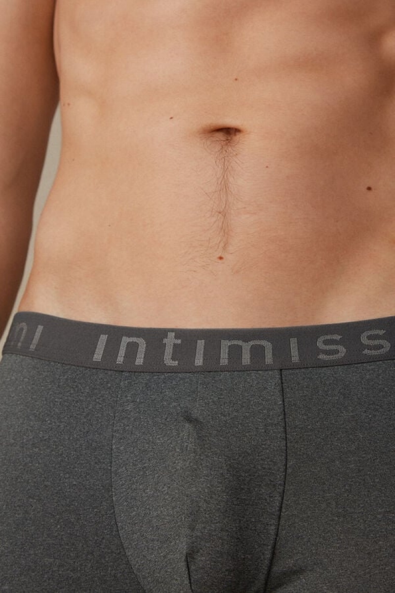 Intimissimi Microfiber Logo Shorts Boxer Herre Dyb Grå | DK3483FM