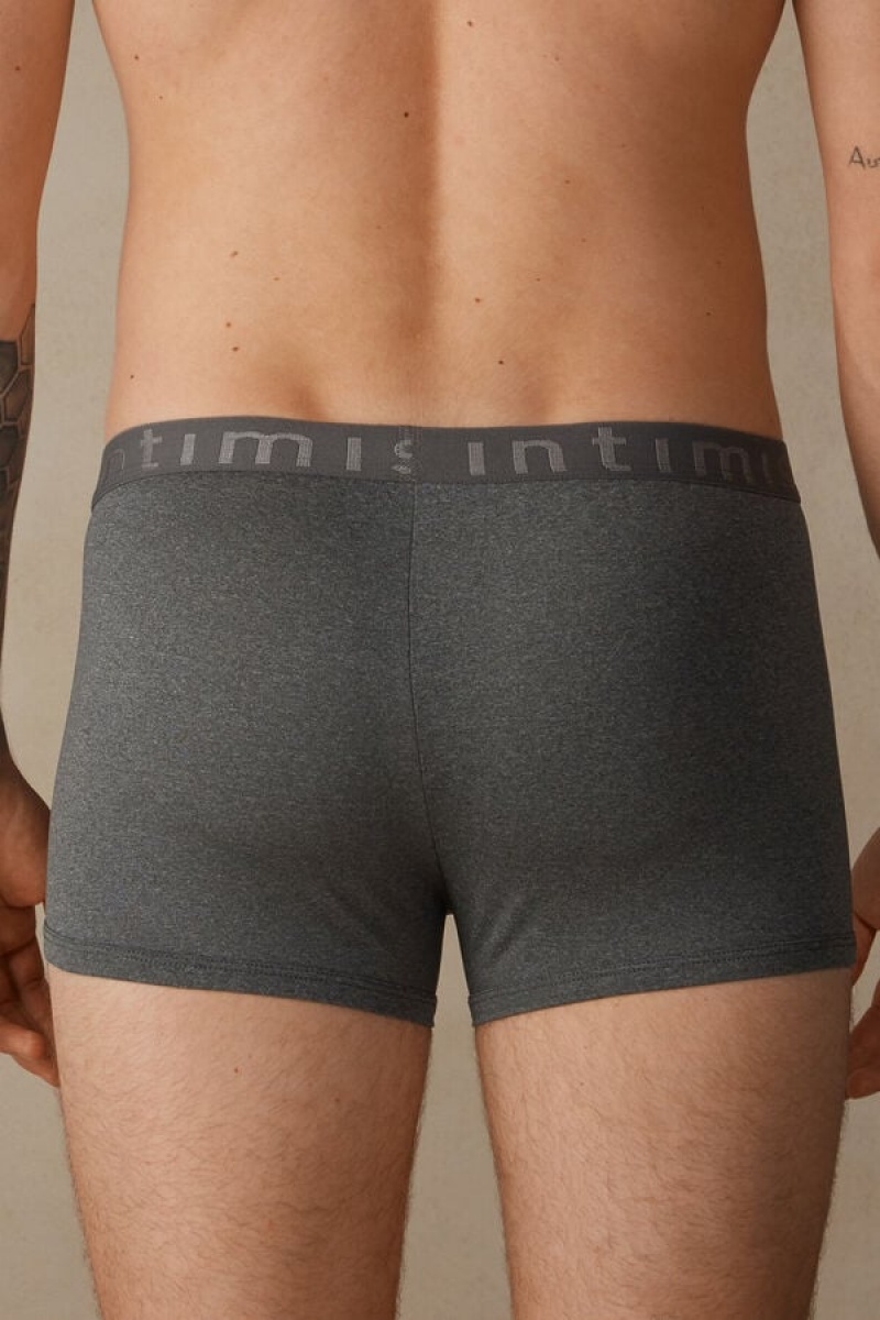 Intimissimi Microfiber Logo Shorts Boxer Herre Dyb Grå | DK3483FM