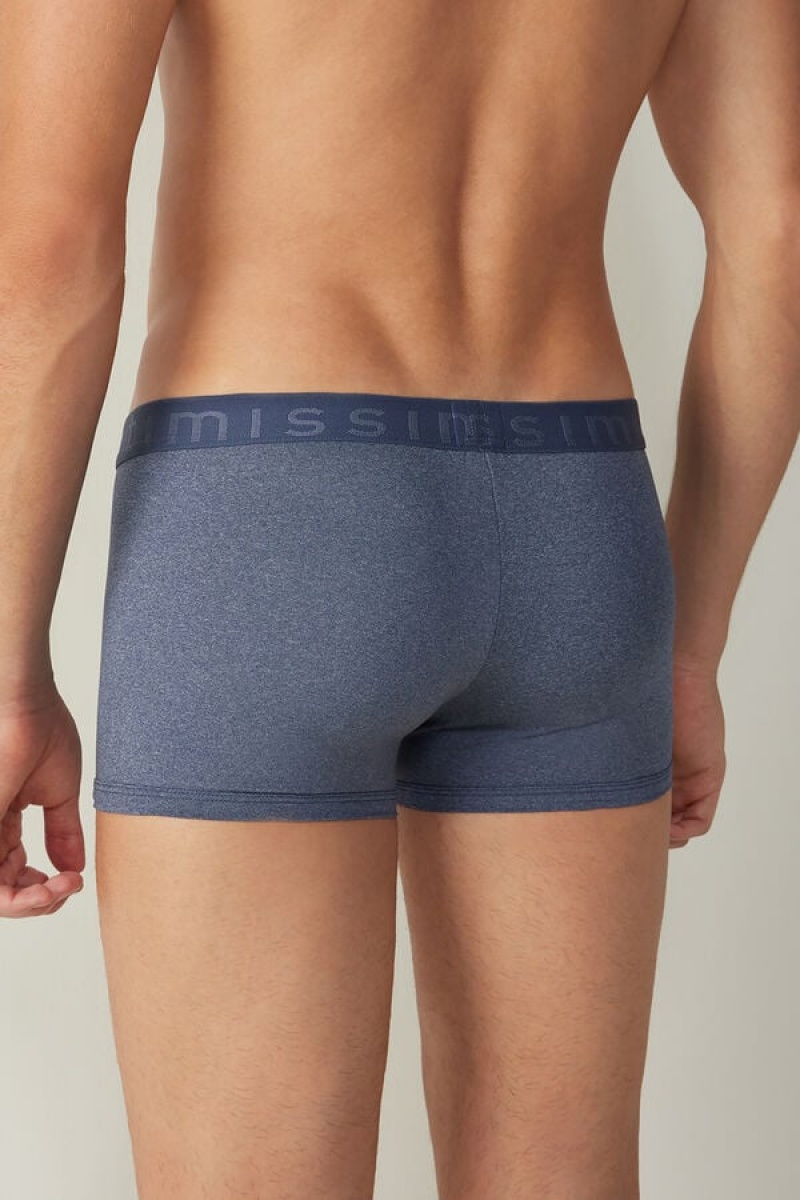 Intimissimi Microfiber Logo Shorts Boxer Herre Blå | DK3463OR