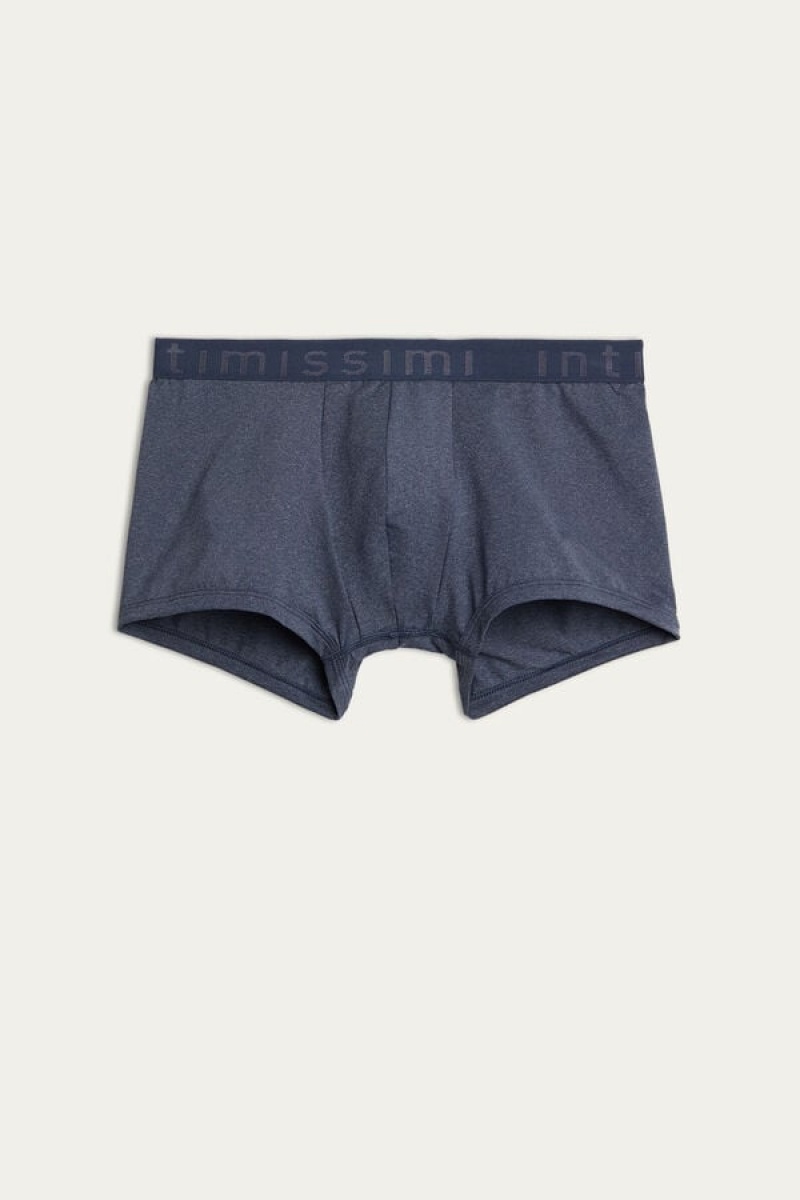 Intimissimi Microfiber Logo Shorts Boxer Herre Blå | DK3463OR